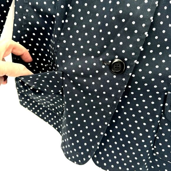 Talbots Blazer Womens Petite 2 2P Blue White Polka Dot 3/4 Sleeve Button Up - Picture 3 of 7